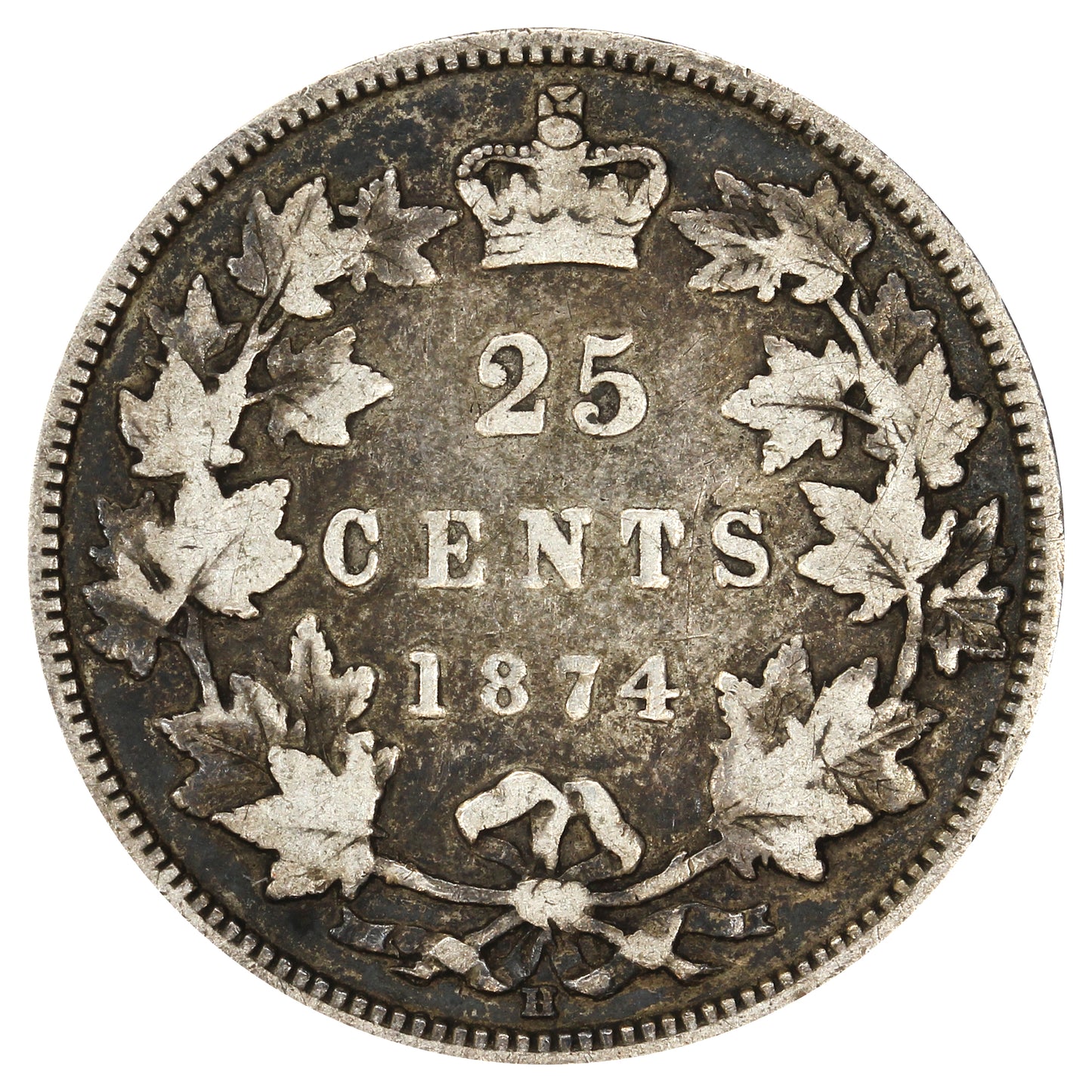 1874H Canada 25-cents VG-F (VG10)
