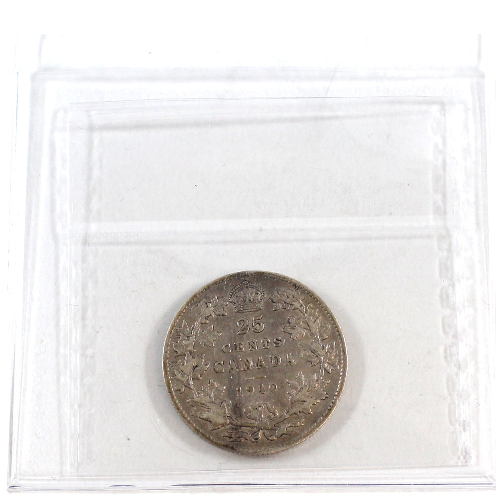 1910 Canada 25-cents ICCS Certified F15