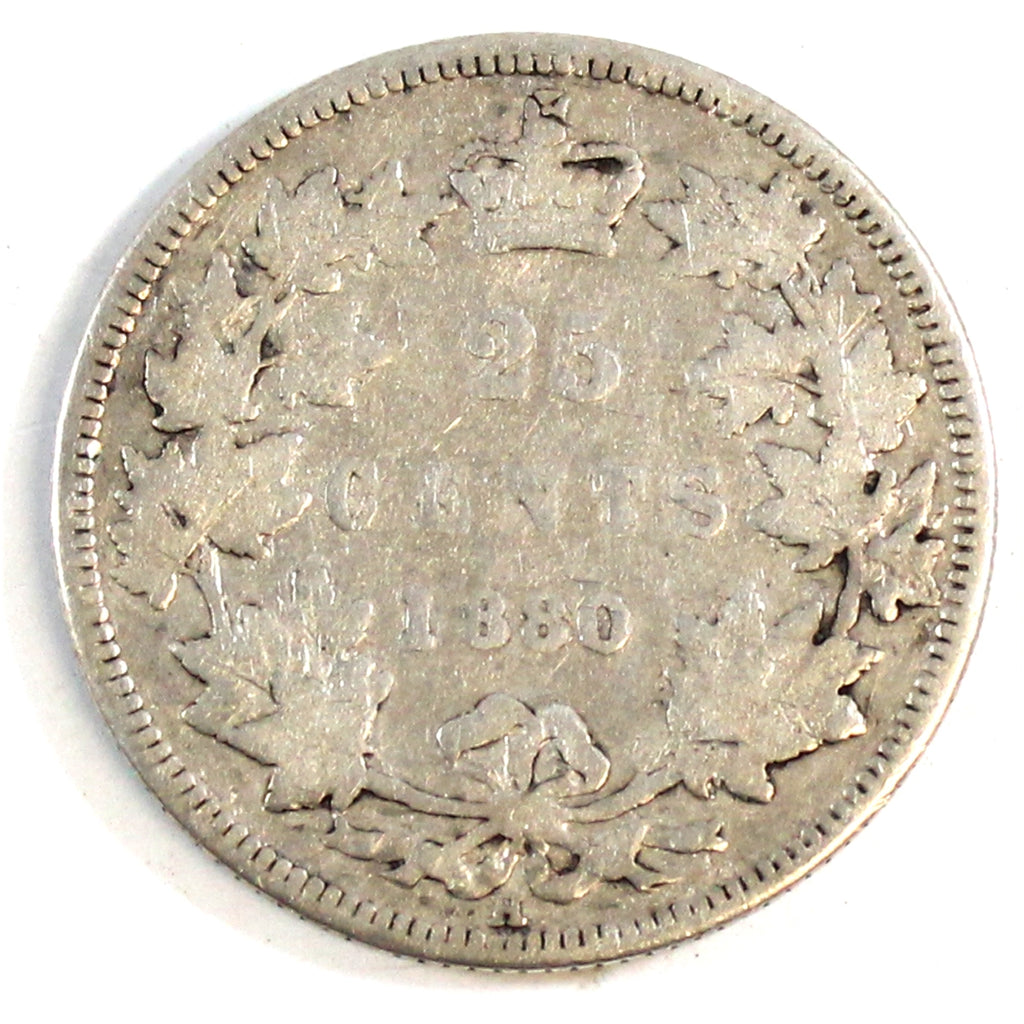 1880H Narrow 0 Over Wide 0 Canada 25-cents Very Good (VG8) $