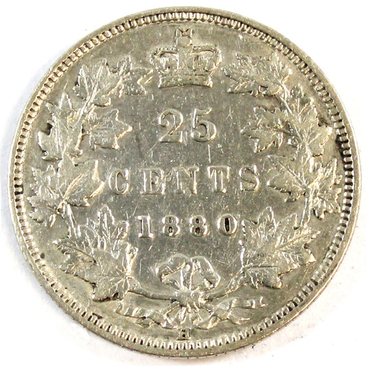 1880H Narrow 0 Over Wide 0 Canada 25-cents VF-EF (VF30) $