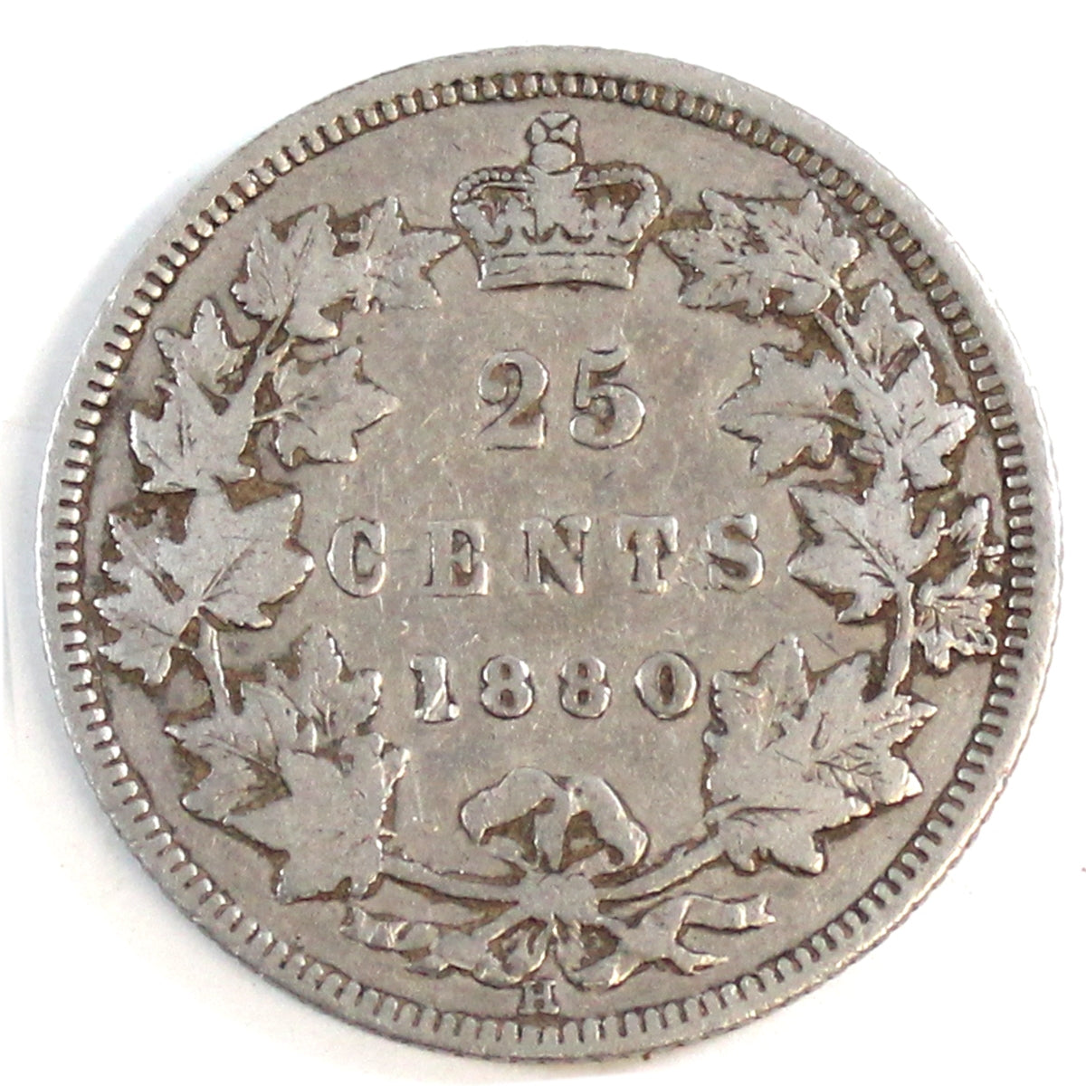 1880H Narrow 0 Over Wide 0 Canada 25-cents VG-F (VG10) $