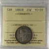 1881H Canada 25-cents ICCS Certified VG10