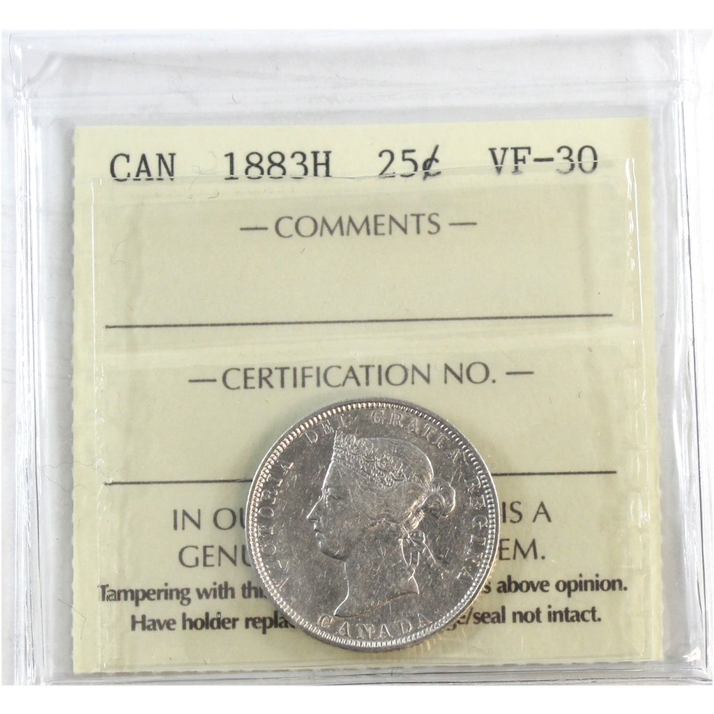 1883H Canada 25-cents ICCS Certified VF30