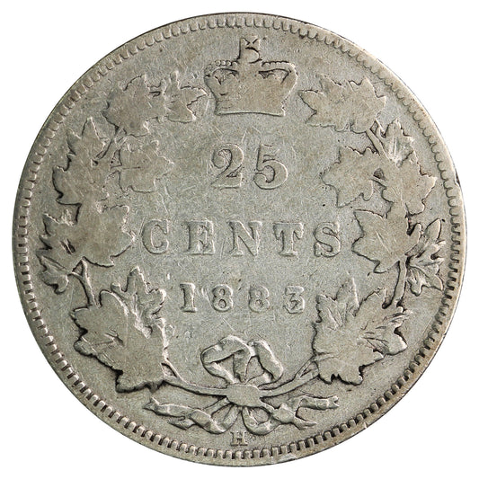 1883H Canada 25-cents Very Good (VG8)