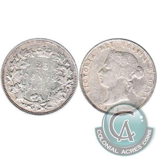 1885 Curved Top 5 Canada 25-cents Fine (F12) $