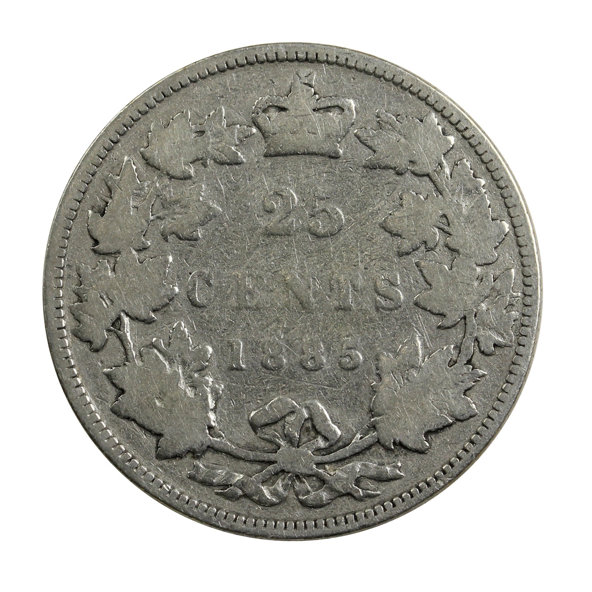 1885 Curved Top 5 Canada 25-cents Good (G4) $