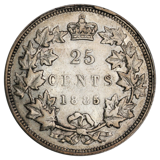 1885 Curved Top 5 Canada 25-cents Very Fine (VF-20) $