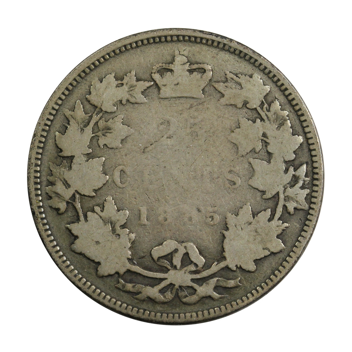 1885 Curved Top 5 Canada 25-cents Very Good (VG8) $