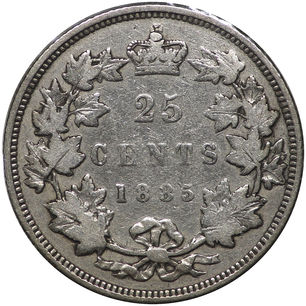 1885 Curved Top 5 Canada 25-cents VG-F (VG10) $