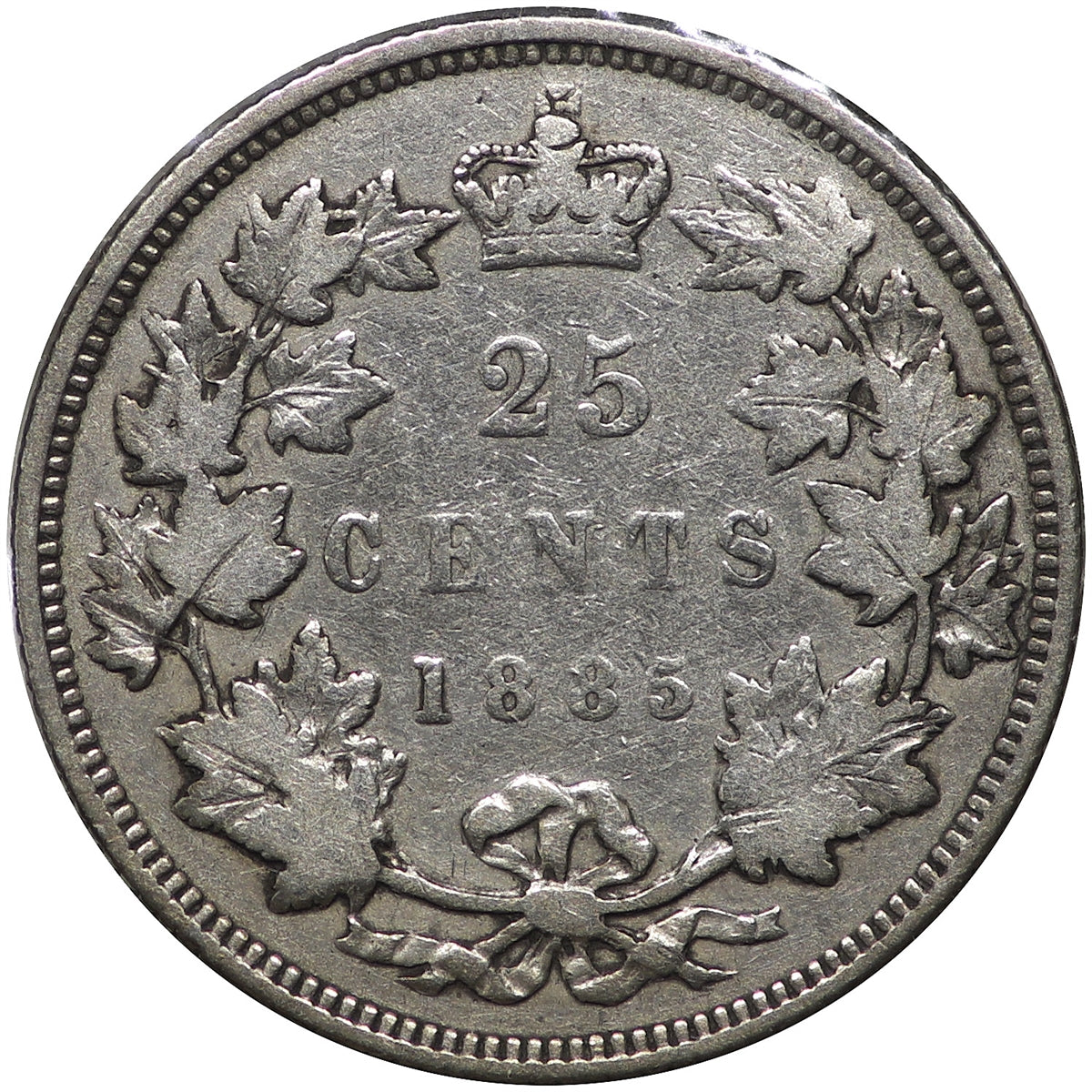 1885 Curved Top 5 Canada 25-cents VG-F (VG10) $