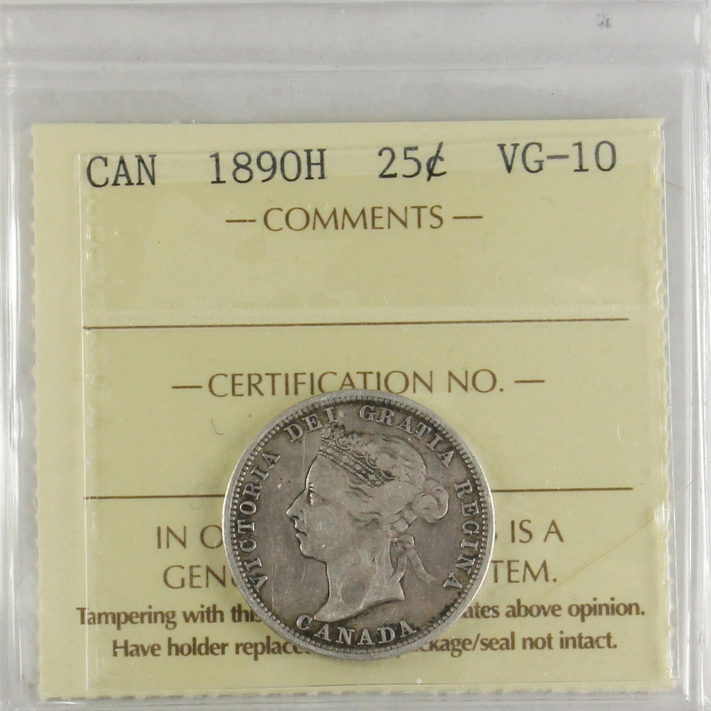 1890H Canada 25-cents ICCS Certified VG10