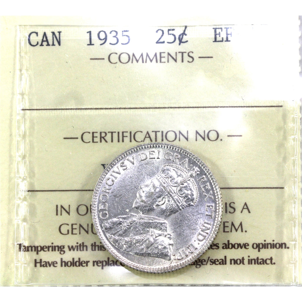 1935 Canada 25-cents ICCS Certified EF45