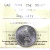 2000 Ingenuity Canada 25-cents ICCS Certified MS65