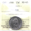 2000 Wisdom Canada 25-cents ICCS Certified MS65