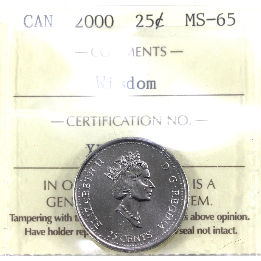 2000 Wisdom Canada 25-cents ICCS Certified MS65