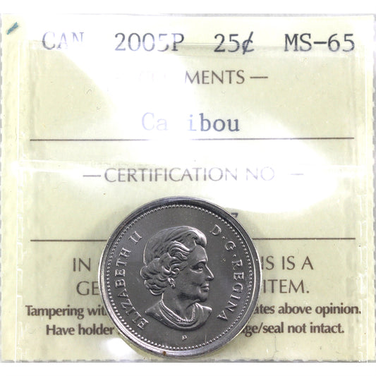 2005P Caribou Canada 25-cents ICCS Certified MS65
