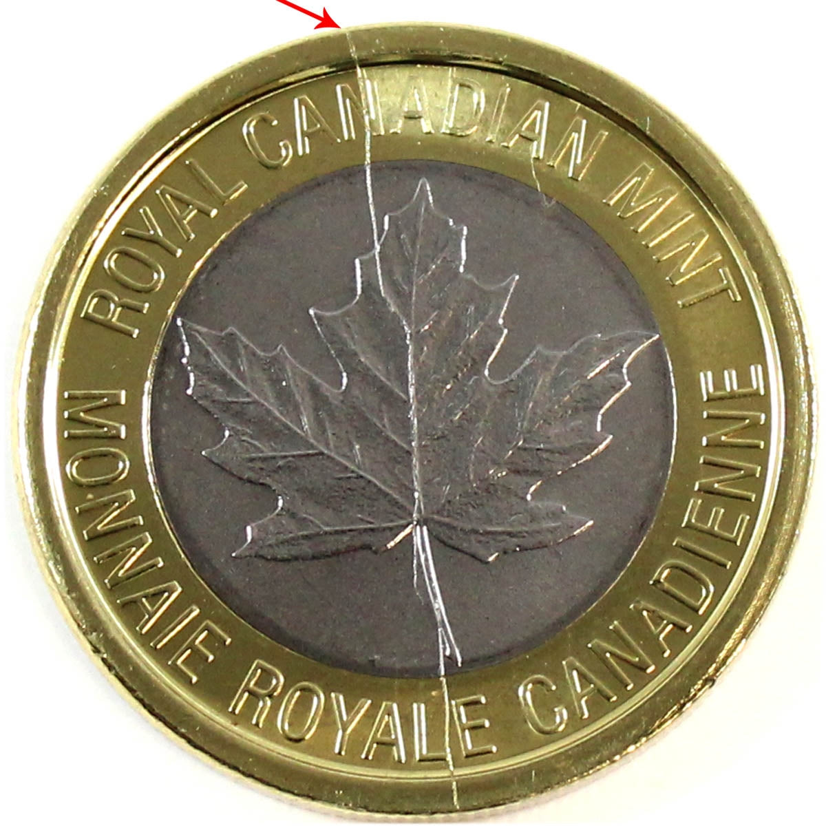 No Date Issued 2018 Canada Tri-Metal Test Token with (Die Crack) BU (MS63)