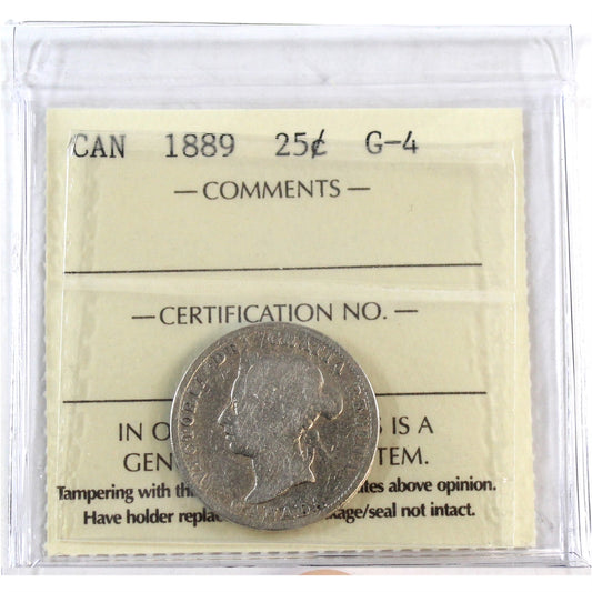 1889 Canada 25-cents ICCS Certified G4