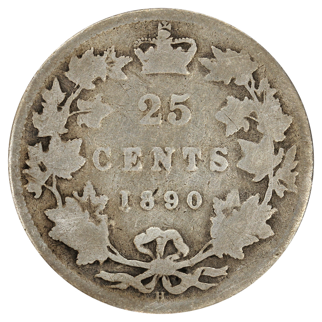 1890H Canada 25-cents About Good (AG3)