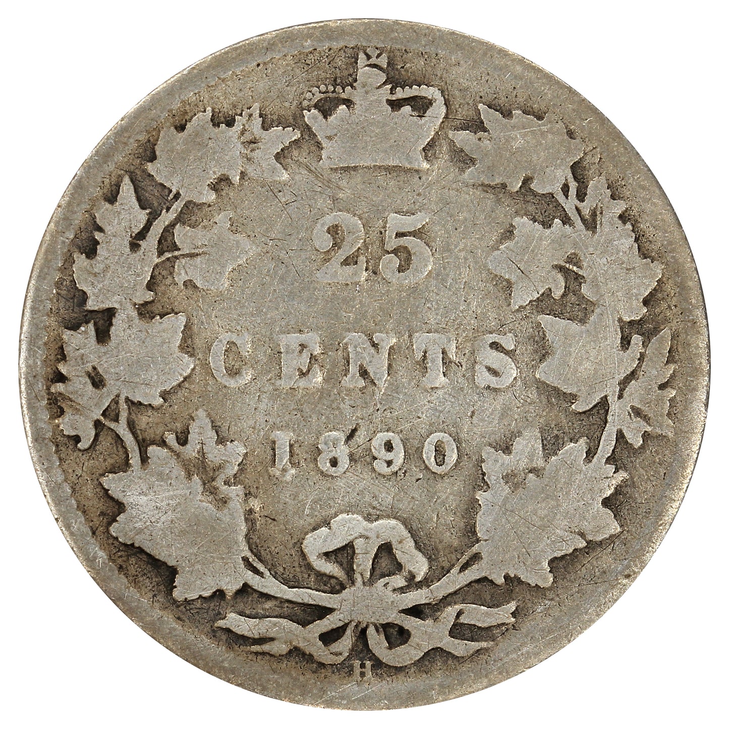 1890H Canada 25-cents About Good (AG3)