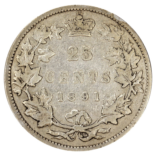 1891 Canada 25-cents VG-F (VG10) $