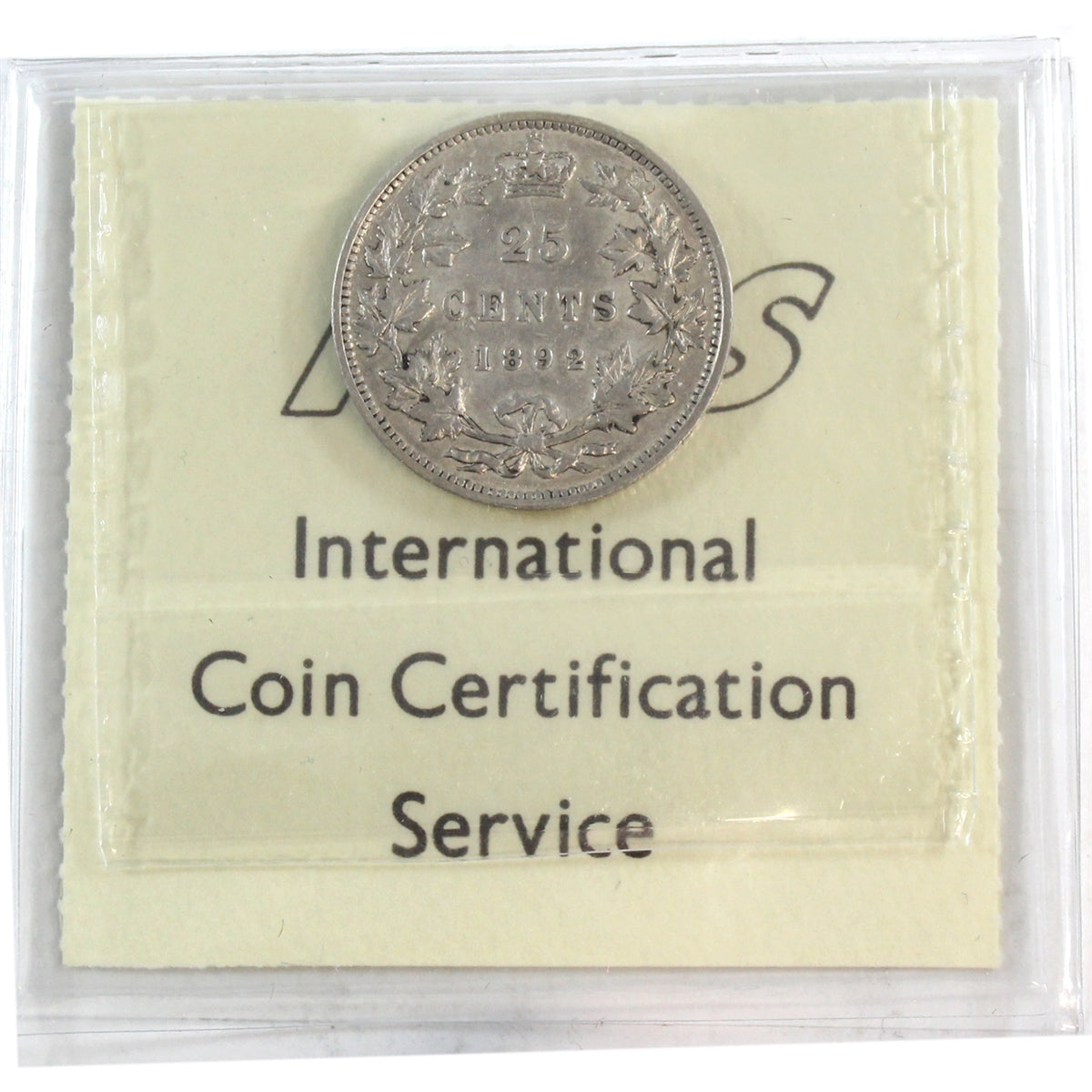 1892 Canada 25-cents ICCS Certified VF20