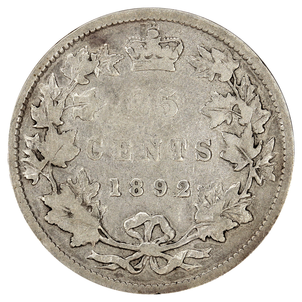 1892 Canada 25-cents Very Good (VG8)
