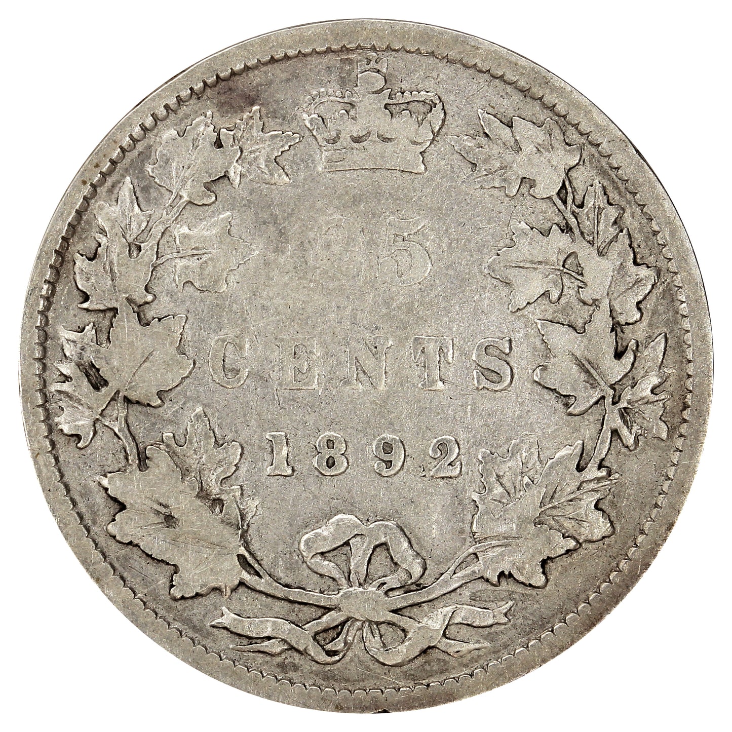 1892 Canada 25-cents Very Good (VG8)