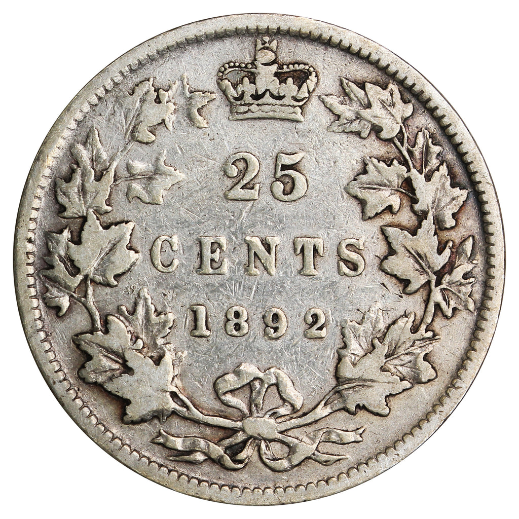 1892 Canada 25-cents VG-F (VG10) $