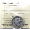 1893 Canada 25-cents ICCS Certified G6