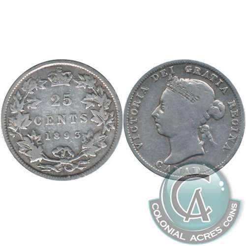 1893 Canada 25-cents Very Good (VG8) $