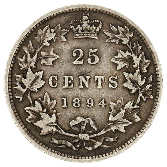 1894 Canada 25-cents Very Fine (VF20) $