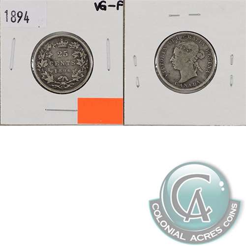 1894 Canada 25-cents VG-F (VG10) $