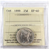 1899 Canada 25-cents ICCS Certified EF40