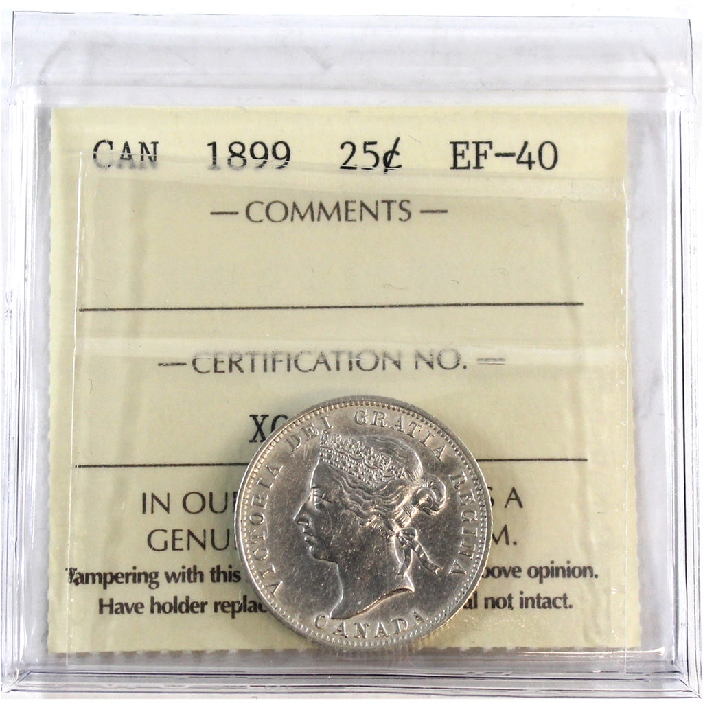 1899 Canada 25-cents ICCS Certified EF40
