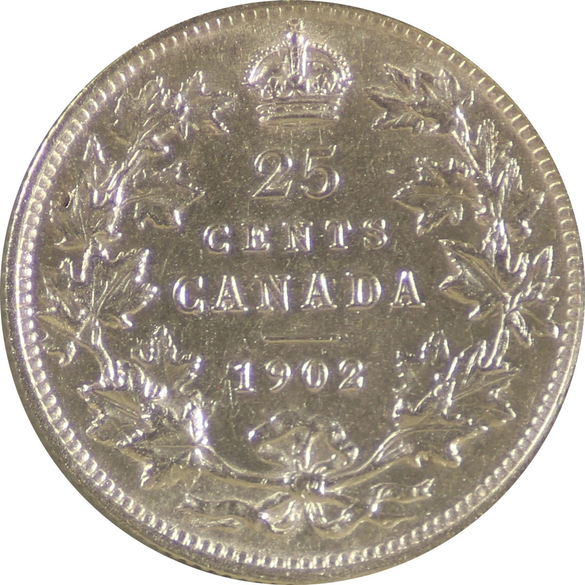 1902 Canada 25-cents ICCS Certified AU50