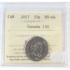 2017 150th (Hope) Canada 25-cents ICCS Certified MS66
