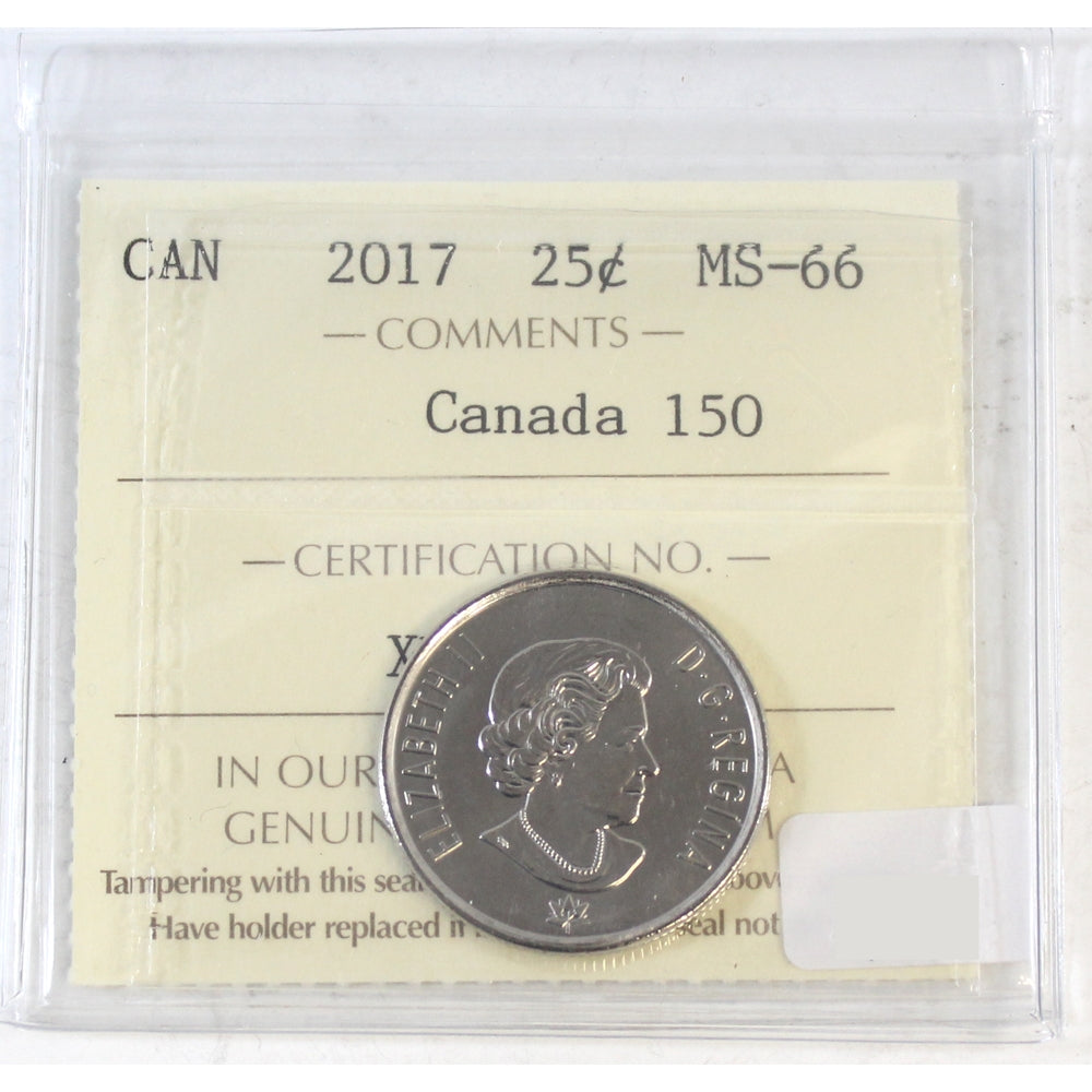 2017 150th (Hope) Canada 25-cents ICCS Certified MS66