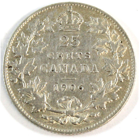 1906 Canada 25-cents F-VF (F15) $