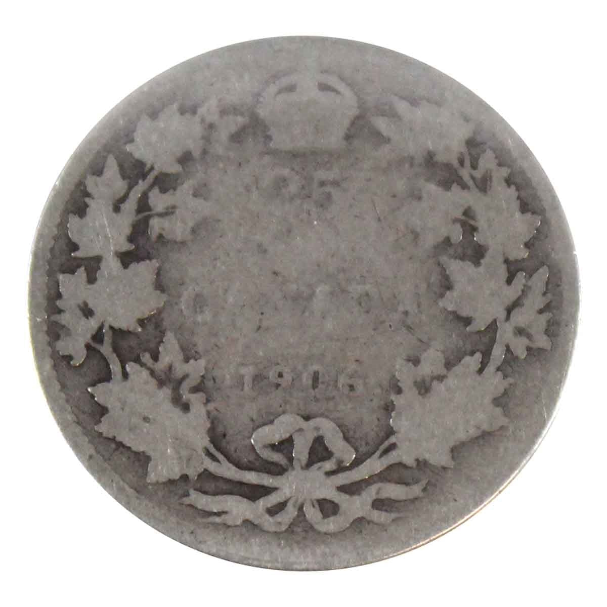 1906 Small Crown Canada 25-cents ICCS Certified Fair
