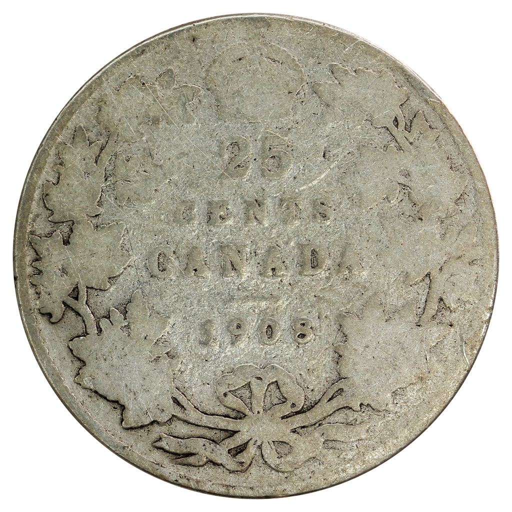 1908 Canada 25-cents About Good (AG3)