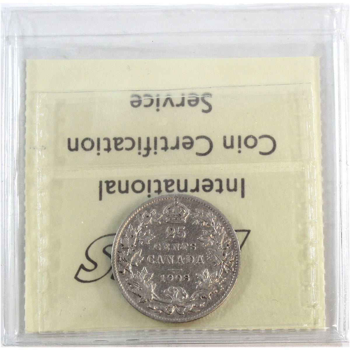 1908 Canada 25-cents ICCS Certified VF20