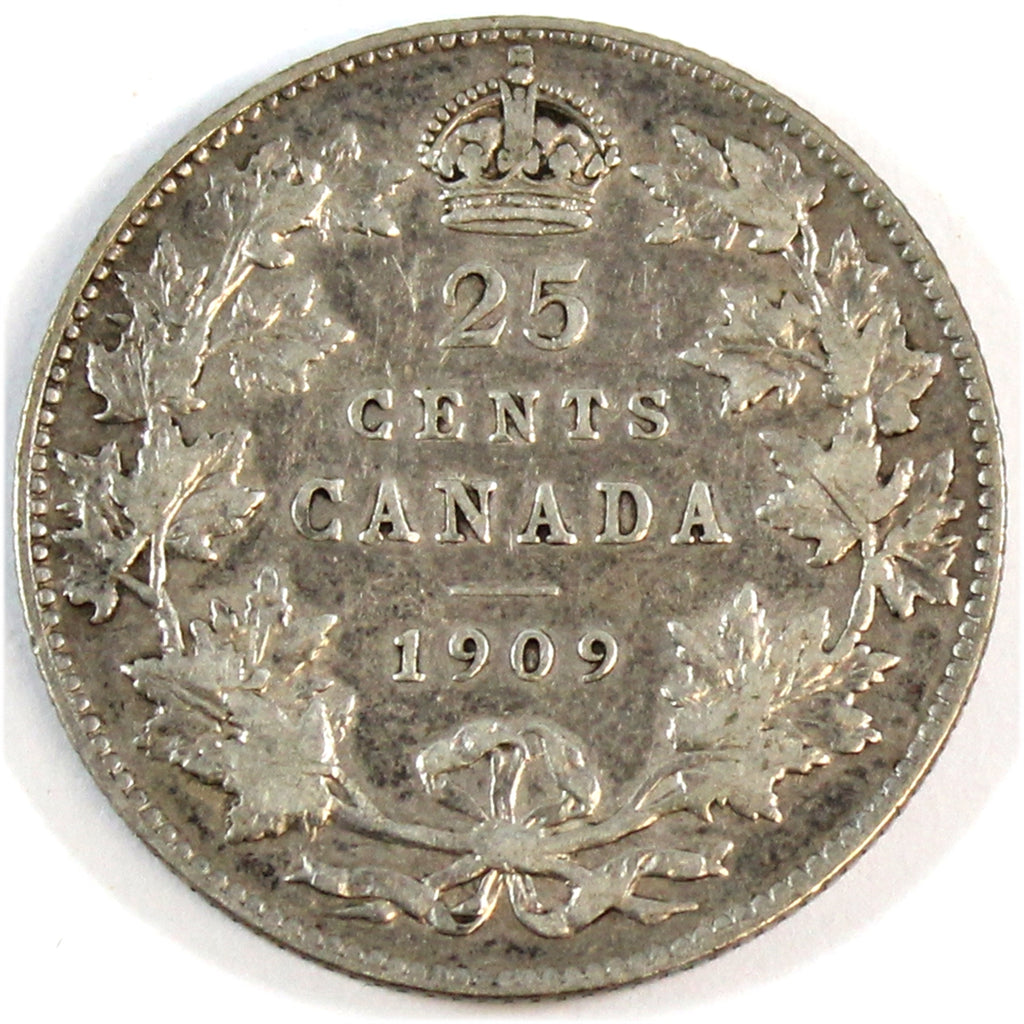 1909 Canada 25-cents F-VF (F15) $