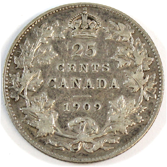 1909 Canada 25-cents F-VF (F15) $