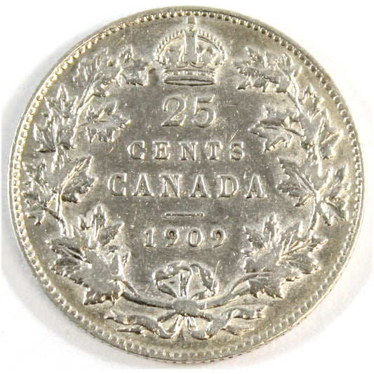 1909 Canada 25-cents VF-EF (VF30) $