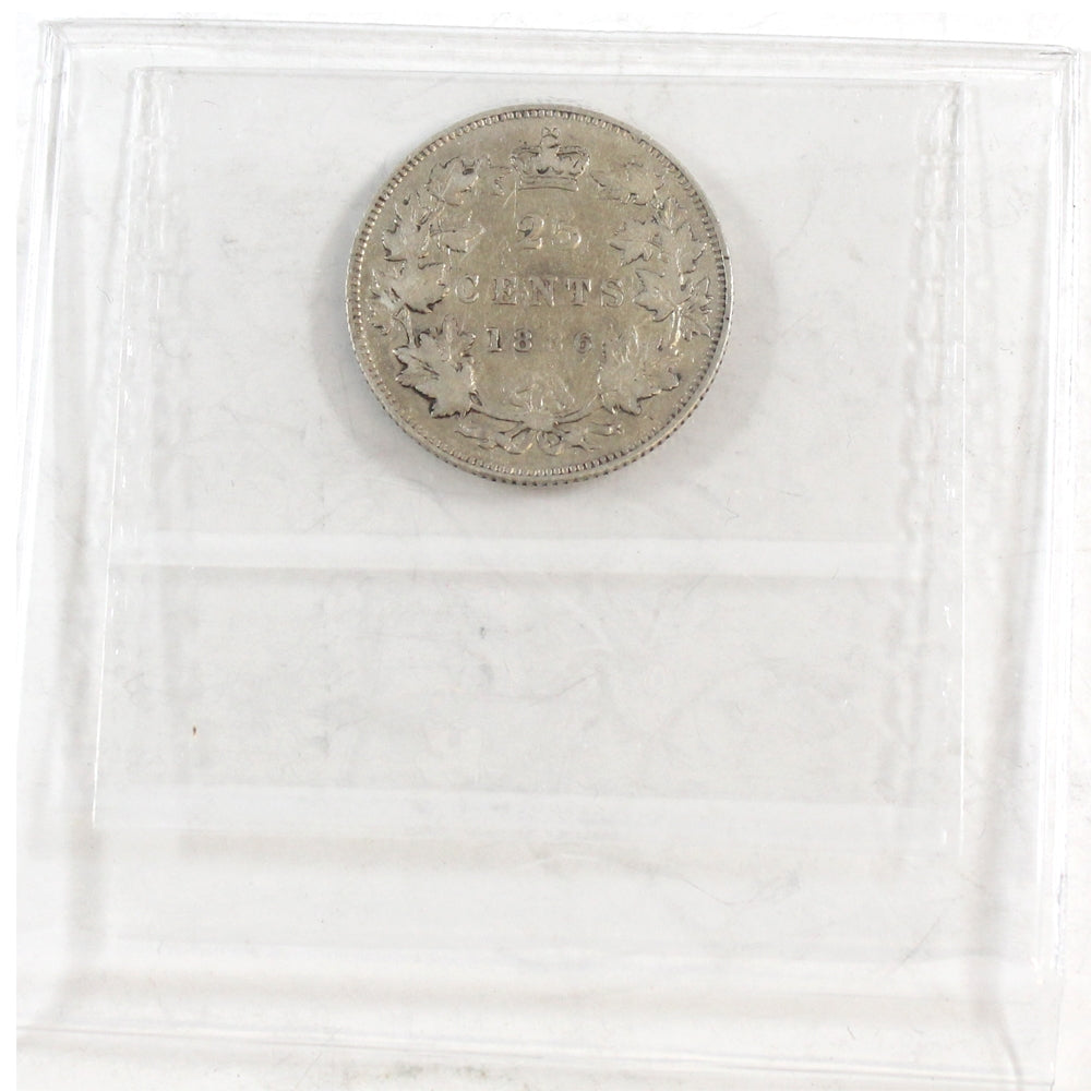 1886 Short Bough, Obv. 5 Canada 25-cents ICCS Certified F12
