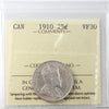 1910 Canada 25-cents ICCS Certified VF30