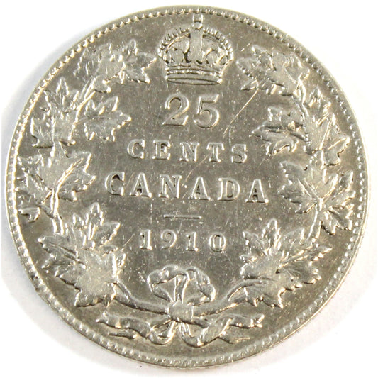 1910 Canada 25-cents Very Fine (VF20) $
