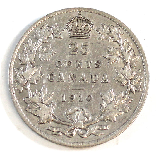 1910 Canada 25-cents VF-EF (VF30) $