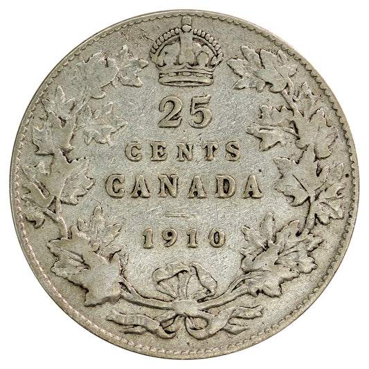 1910 Canada 25-cents VG-F (VG-10)